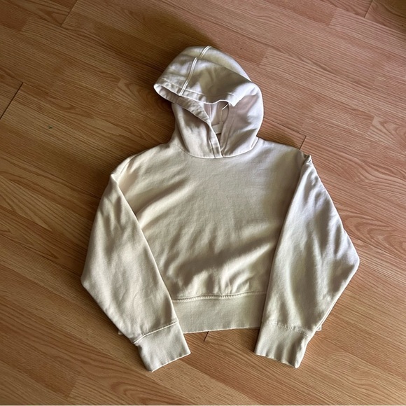 Zara Beige Cropped Hooded Sweater Women’s Small - Picture 1 of 9